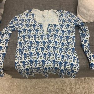 Roller Rabbit long sleeve blue monkeys **TOP ONLY**